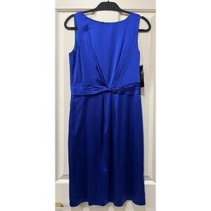 TAHARI NWT sz 6 Arthur S. Levine Blue Dress Satin Sleeveless Cocktail Silk NEW